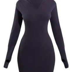 Petite Mini Robe Côtelée Gris Anthracite à Manches Longues Et Trous Pour Les Pouces -Jolie Vêtue Soldes Magasin 8e33d52de7c093360e12e9989b29740503322b92 cnd0272 5