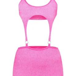 Robe Bicolore Rose En Maille Tricot Très Découpée -Jolie Vêtue Soldes Magasin 8e3f30ccdb7b43adf167238cadb13ccd74101e7a CNA0088 5
