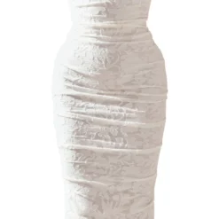 Robe Bustier Longue Texturée Fleurie Blanche Froncée Sur Le Côté -Jolie Vêtue Soldes Magasin 8eb4ce291595fc56b36756a37c9604deb7f5c3fd cnd7617 5