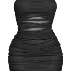 Shape Robe Découpée Noir ébène En Mesh Froncé à Bretelles -Jolie Vêtue Soldes Magasin 8ec4e3b185d3a09490dc6f96f2d12c99f9e06964 cmd1028 6