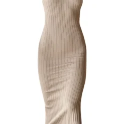 Robe Longue En Maille Côtelée Structurée Gris Pierre à Contours Et Dos Nu Arrondi -Jolie Vêtue Soldes Magasin 8ed01652b02912677f310e4c0a25d033578a0911 cnd8847 5