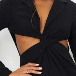 Robe Blazer Texturée Noire Découpée à Torsade -Jolie Vêtue Soldes Magasin 8eeddba2fb58e012ac441121a22ab1d3b8e437b9 cmt4953 5