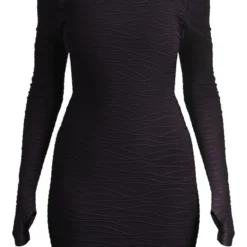 Robe Moulante Texturée Noire à Trous Pour Les Pouces Et Dos Nu -Jolie Vêtue Soldes Magasin 8f22a6d85f49e98a708fb810e720a49776a2aa96 cnc2956 5