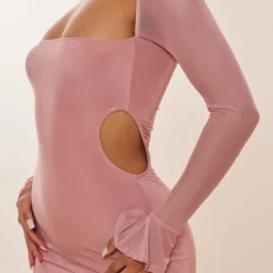 Robe Moulante Mauve Découpée à Manches Flare En Mesh -Jolie Vêtue Soldes Magasin 8f41a3bc6c20137e17f7c760d9f1195728e6299f cnc2325 4