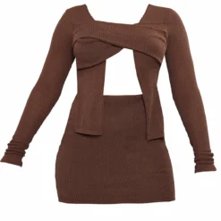 Robe Cache-coeur Moulante Côtelée Chocolat à Découpes -Jolie Vêtue Soldes Magasin 8f48c797de08d9fd3659b27d8e4ac6fbb4af5a55 cnd4299 5