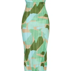 Robe Longue Plissée Verte à Imprimé Abstrait Et Bretelles -Jolie Vêtue Soldes Magasin 8f5f51ddc31658b101afc814fed6ee9410890e78 cmz2308 6