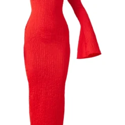 Robe Longue Texturée Rouge Asymétrique -Jolie Vêtue Soldes Magasin 8f68c645c900b9b6a25ab118b0ad580d7560d961 cnd2063 5
