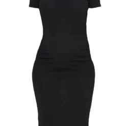 Maternité Robe De Grossesse Mi-longue Noire Côtelée à Col Ras-du-cou -Jolie Vêtue Soldes Magasin 8f8a5f55a8e3b9fcdb82b56634deb7693b0797ed cms0989 6