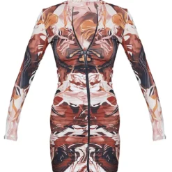 Robe Très Moulante Imprimé Abstrait Chocolat à Zip Et Fronces -Jolie Vêtue Soldes Magasin 8fa1af7b76614d59f5e567ce4e918bbabb09c92b cmp8366 6