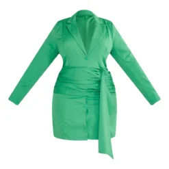 Plus Robe Blazer Plissée Verte Drapée Devant -Jolie Vêtue Soldes Magasin 8fcc106bcafebd491acb74d7de3674f3824fa206 cnc9643 5