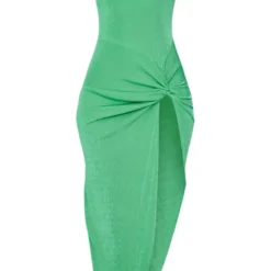 Robe Mi-longue Moulante Verte à Ourlet Asymétrique Et Détail Noeud -Jolie Vêtue Soldes Magasin 904b3b784a942138a5a62a6c11325bf4f26f489f cna4987 5