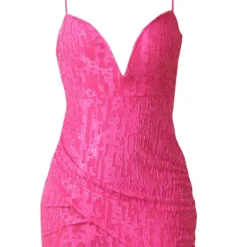 Robe Moulante Texturée Rose à Détail Drapé Et Décolleté Plongeant Barre En V -Jolie Vêtue Soldes Magasin 908dd337fbb054d324121ed6edd1a51dc8d2d658 cnd7721 5