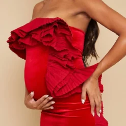 Maternité Robe Moulante De Grossesse Rouge à Bustier Volanté -Jolie Vêtue Soldes Magasin 90b7b6333de375c4ff7a94e8d3ed82febc4e7c3b cna9471 4
