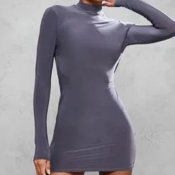 Robe Moulante Gris Anthracite Découpée Dans Le Dos Croisée à Manches Longues -Jolie Vêtue Soldes Magasin 90d31c2af7d7b70387230730c78dc90d7979900c cnd2295 2