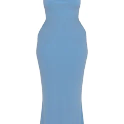 Shape Robe Longue Moulante Dos Nu Arrondi Bleu Ardoise Froncée à Bretelles Et Col Bénitier -Jolie Vêtue Soldes Magasin 917c4e9d653be1242ade695176c20dca5fe1b483 cnd5120 5