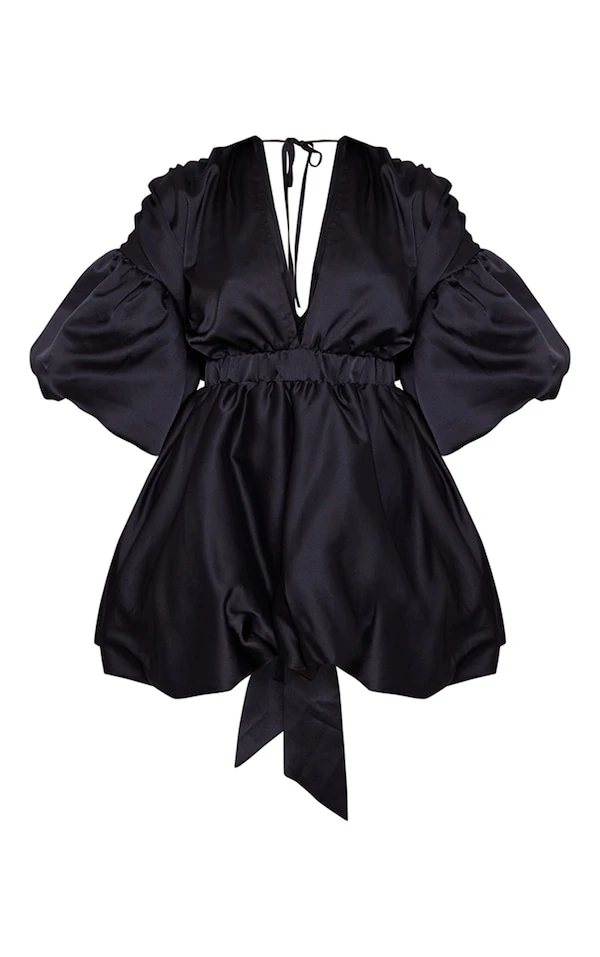 Robe Bouffante Satinée Noire à Noeud Dans Le Dos 7 Robe Bouffante Satinée Noire à Noeud Dans Le Dos – Image 5