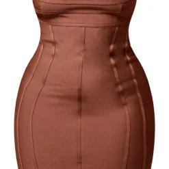 Plus Robe Moulante Bandeau Pointue à Parties Contrastantes Marron Chocolat -Jolie Vêtue Soldes Magasin 9182df8a8201a03636760c73d920e2e39ddadb6f cmn8292 5