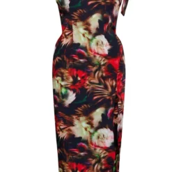 Robe Fendue Longue Rouge Fleuri Abstrait à Bretelles Nouées -Jolie Vêtue Soldes Magasin 91c70885bcf612d6434fc4db5b0ff1d7de919e15 cnc8289 5