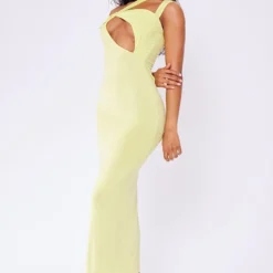 Robe Asymétrique Longue Très Moulante Vert Citron à Bretelle Nouée -Jolie Vêtue Soldes Magasin 91ea06e4267ececbd62bee495e0c94e9785a326f cne1451 3