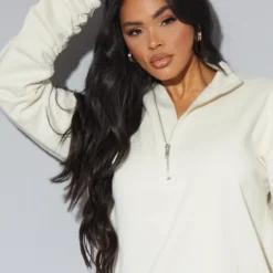 Zero Robe Pull En Sweat Gris Pierre à Zip Et Manches Froncées -Jolie Vêtue Soldes Magasin 9205c806596ffa62b4e4943df98b764d6e094342 cmu7285 5