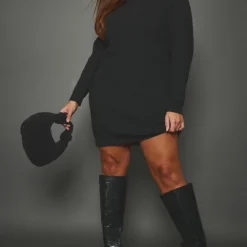 Plus Robe Pull En Maille Tricot Douce Noire à Col Montant 9 Plus Robe Pull En Maille Tricot Douce Noire à Col Montant -Jolie Vêtue Soldes Magasin 9205defc5697f664bf12ad180514fd06f429d13c cnb2029 3