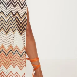 Robe Longue Orange à Imprimé Chevrons -Jolie Vêtue Soldes Magasin 9247fc09c39b4880e39a36d0e352bb2493e608ee CLW0560 6