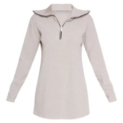 Robe Pull Oversize Côtelée Sable à Col Haut Et Demi-zip -Jolie Vêtue Soldes Magasin 924af2508b239d0d8541659267a4bb43daa3b0e5 cnc2874 5