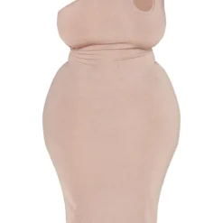 Plus Robe Asymétrique Mi-longue Taupe à Découpes -Jolie Vêtue Soldes Magasin 9258e292694489f31300e4dac940feec53c9128b cnd2476 5