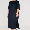 Logic Plus Robe T-shirt Mi-longue Oversize Noire -Jolie Vêtue Soldes Magasin 92eaaa0004793e0ea83919e115329002a898001b cmm5338 1