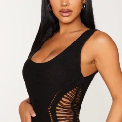 Petite Robe Longue Noire En Maille Crochet à Décolleté Plongeant -Jolie Vêtue Soldes Magasin 931049147ca8357e21a14fa0641a9e6a994e9727 cmr8373 5