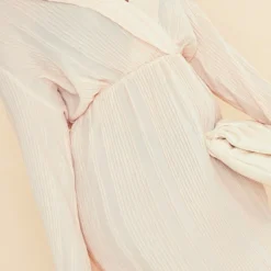 Plus Robe Cache-coeur Mi-longue Crème Plissée -Jolie Vêtue Soldes Magasin 93648d415da40eecf1f615d0d329f98f53d52244 cnc9694 4