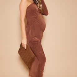 Maternité Robe De Grossesse Très Moulante Froncée En Acétate Chocolat à Détail Coutures -Jolie Vêtue Soldes Magasin 9377692244f7441bdff69bfca0720abc2695d9fd cnb6524 3