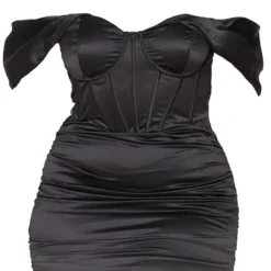 Plus Robe Moulante Satinée Structurée Noire à Armatures Et Jupe Froncée -Jolie Vêtue Soldes Magasin 93adcbc05a11a84c390b67a72738eb0d2404aa35 cmv1468 6