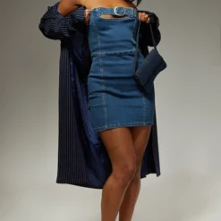 Robe Très Courte En Jean Stretch Délavage Bleu Moyen à Ceinture -Jolie Vêtue Soldes Magasin 93ea4601de80d07c65e5741f50fa109efe3f7762 cmz9098 3