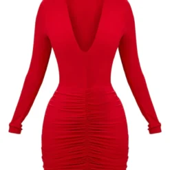 Shape - Mini Robe Moulante Froncée Rouge -Jolie Vêtue Soldes Magasin 9413e2c626d5c35ed823f6dfc6973d9a662616b8 CLT8402 3