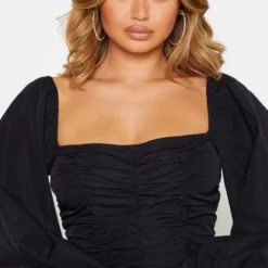 Robe Moulante Noire à Manches Ballon Froncées -Jolie Vêtue Soldes Magasin 9415cbcc7f1f02d341f52543a51d501286b404e4 cmf8652 5