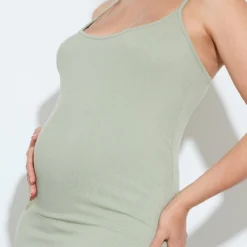Maternité Robe De Grossesse Mi-longue En Maille Côtelée Stretch Kaki à Bretelles -Jolie Vêtue Soldes Magasin 943f9860f05006332d177f5e9bb1bd1ee515bf7d cnd6830 4