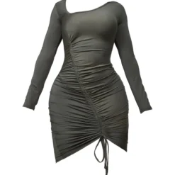 Shape Robe Moulante Kaki à Col Asymétrique Froncé -Jolie Vêtue Soldes Magasin 9449e85d1420927f17258f254e88e9707b8d9295 cnc8790 5