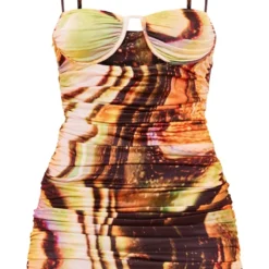 Robe Multicolore Imprimé Dégradé Découpée à Bretelles Et Armatures -Jolie Vêtue Soldes Magasin 947b45c5a5fce0604d2d5208f7e103ae1f8c9a1a cnd5872 5