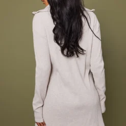 Tall Robe Pull Oversize Beige Côtelée à Col Montant Et Demi Zip -Jolie Vêtue Soldes Magasin 9498da345c7558e6badfd73225dc9c2c3211e651 cnc4013 2