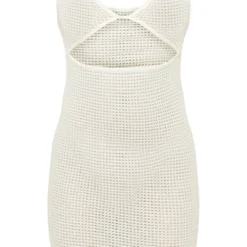 Robe Moulante Blanche En Maille Tricot Texturée à Découpes Et Bretelles -Jolie Vêtue Soldes Magasin 94be11fd0f511a2a47a5f8f79ac7f64f90c34e40 cnd7433 5