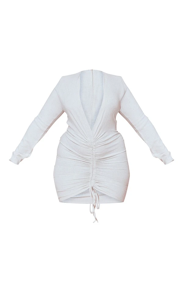 Plus Robe Moulante Gris Pierre à Devant Froncé 7 Plus Robe Moulante Gris Pierre à Devant Froncé – Image 5