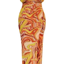 Plus Robe Longue Imprimé Abstrait Marron En Mesh -Jolie Vêtue Soldes Magasin 95041278e6aeebaace174fdd23e55a32ab3ed353 cmw9525 6