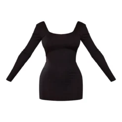 Shape Robe Moulante Côtelée Noire à Manches Longues Et Dos Ouvert Arrondi -Jolie Vêtue Soldes Magasin 951df0cf2b08d398cca9bd6372b467242dfb3241 cnb7723 5