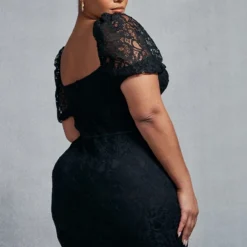 Plus Robe Moulante En Dentelle Noir à Bonnets -Jolie Vêtue Soldes Magasin 95244f1dd656f374527d0714875946d3843bfac2 cnc7301 2