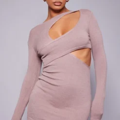 Mini Robe à Devant Asymétrique Café Au Lait En Maille Tricot -Jolie Vêtue Soldes Magasin 952804649f4e2b93bad52cc1afc164720bc61674 cnc3208 3