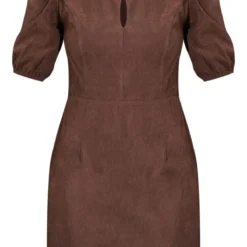Robe Droite En Peau De Pêche Chocolat à Manches Bouffantes Nouée Derrière -Jolie Vêtue Soldes Magasin 952c537773ce8ca82d0e52f19e07617de604e714 cnb7291 5