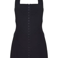 Robe Moulante Dos Nu En Maille Tissée Stretch Noire à Oeillets & Crochets -Jolie Vêtue Soldes Magasin 957c7ec4b7a7cac4739e8c2b9d4c159f920c3382 cnd5852 5