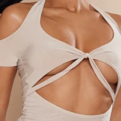 Robe Très Moulante Torsadée Gris Pierre à Dos Nu Noué -Jolie Vêtue Soldes Magasin 95e818fb680b86617e4b88b9dce75497a2597df8 cnd2281 4