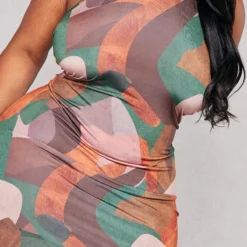 Plus Robe Moulante Multicolore Imprimé Abstrait à Dos Nu -Jolie Vêtue Soldes Magasin 961dc95b26e51fae72afd1ee477e2c7c642f77c7 cnb5330 4
